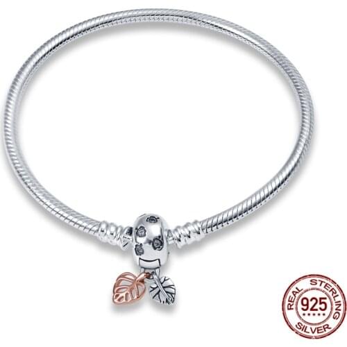 HOT SALE 9 Style Classic 925 Sterling Silver Original 3mm Bracelets For Bead Charms DIY Jewelry Fashion Women Gift Dorpshipping