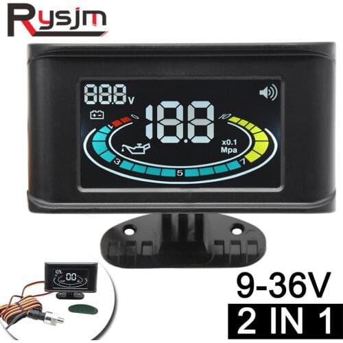 H 2in1 LCD Digital Voltage + Oil Pressure Gauge Voltmeter Ammeter panel instrumentation Meter for Excavator Truck Car motorcycle