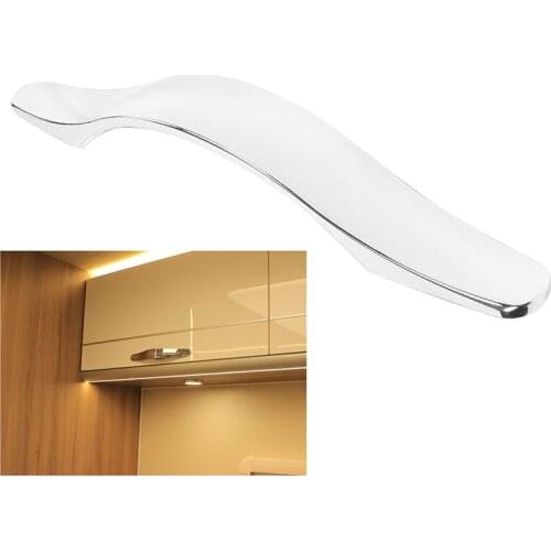 Door Handle Button Lock Push Button Pull Handle Latch Knob Chrome Arc Cabinet Lock for Trailer Caravan Truck Camper