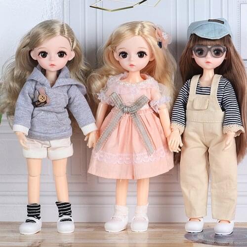10 Inch 1/6 Doll 15 Movable Joints BJD Doll Brown Eyeball Artificial Eyelashes Dolls With Glasses Fashion Dress For Girls Gift