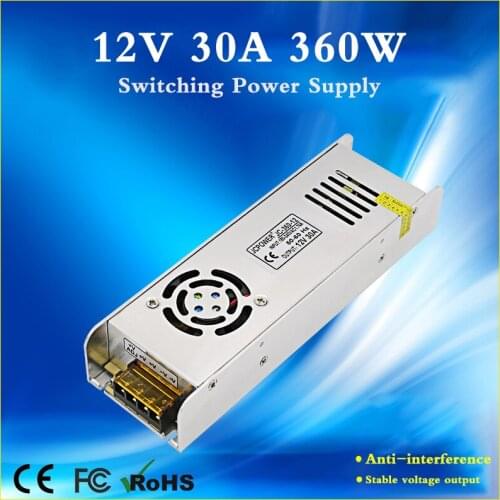 Mini AC to DC 12V 30A 360W Switching Power Supply Led Drver Lighting Transformer Adapter For LED Strip Monitoring Equipment