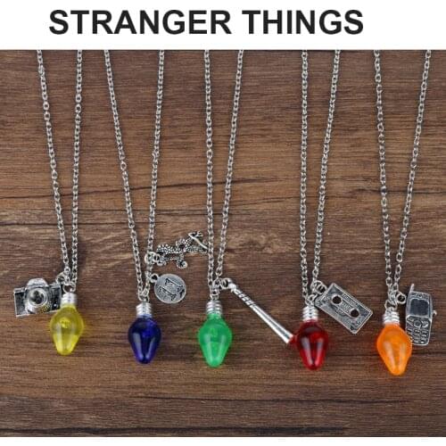 Trendy Necklace Stranger Things Montauk 11 Alphabet Light Wall Monster Pendant Crytal Lady Girl Choker Cosplay Accessories