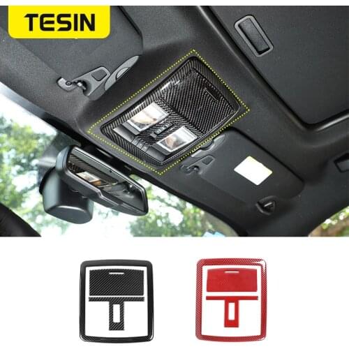 TESIN Interior Mouldings Car Front Roof Reading Light Lamp Decor Cover Trim Frame for Dodge Challenger 2010 Up Car Accessories