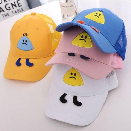 New Summer Children Cute Baseball Caps Cartoon Embroidery Mesh Cap Outdoor Casual Shade Hats Boys Girls Age 2-8 Years
