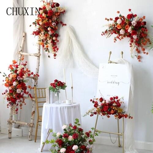 New Wedding Road lead Flower Row Wedding Stage Arch Hanging Floral Simulation Flowers Arrangement Home Party Background Decor