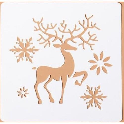 Christmas Stencil Snowflake Deer For Walls Painting Template Scrapbooking Stamp Album Decor DIY Xmas Card Office School Supplies