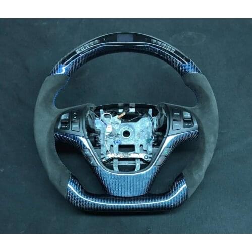 OEM Cuatomized Trim Real LED Carbon Fiber Sports Steering Wheel Alcantara Leather compatible for Hyundai Rohens Coupe 2012