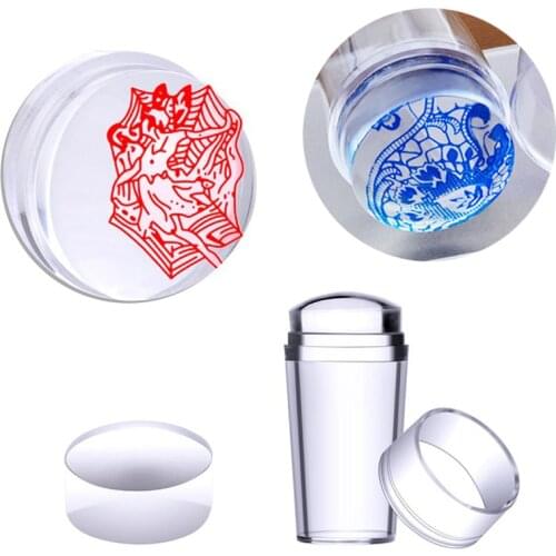 Transparent Silicone Nail Art Stamper Scraper With Cap 1PC Stamper + 1PC Scraper With Cap New Design Polygel Nail Art Tools