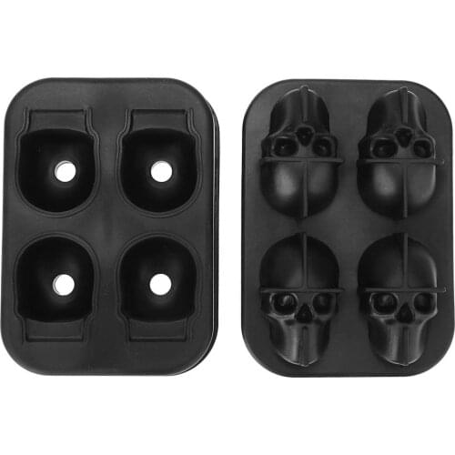 4 Hole Skull Shape 3D Ice Cube Mold Maker Bar Party Silicone Trays Chocolate Mold Gift Ice Cream Tools