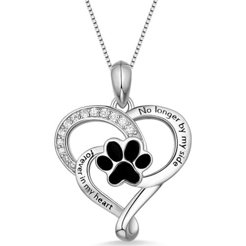 Uonney Dropshipping Customized Pet Paw Print Love Heart Necklace Silver Single Hook Valentine Birthday Valentines Day Gift