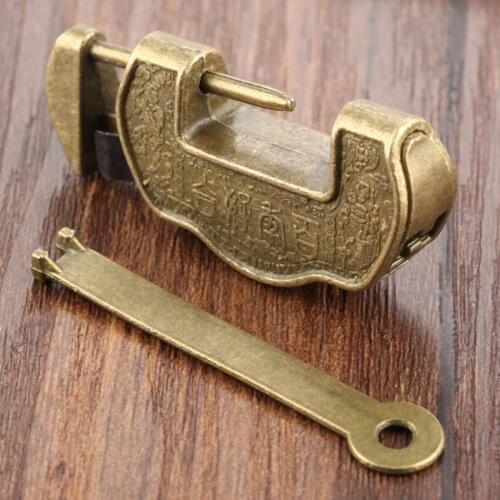 Vintage Jewelry Chest Wooden Box Lock Box Padlock Antique Chinese Old Padlock For Suitcase Drawer Cabinet Door Hardware Locks