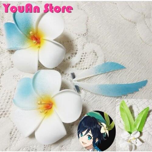 Game Genshin Impact Venti cosplay feather flower hairpin Hand-Making