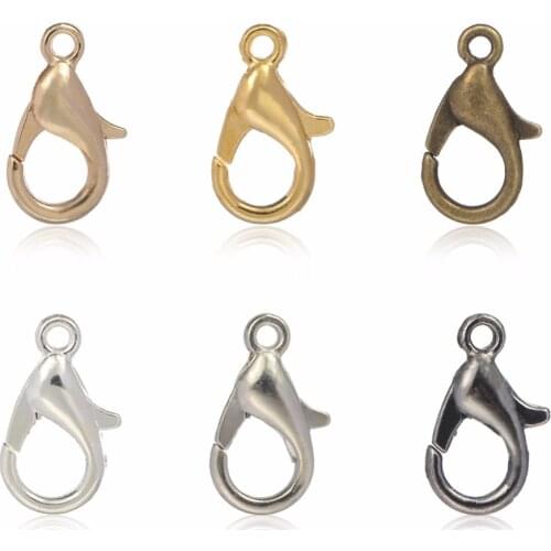 30Pcs 10/12/14mm Lobster Clasps Hooks For Jewelry Making DIY End Clasps Connectors Necklaces Bracelets Findings Accessories