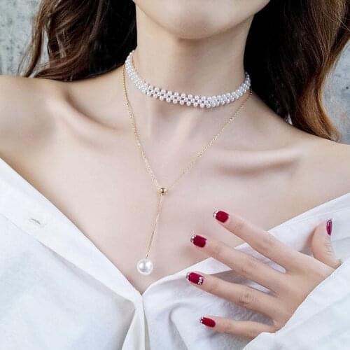 New Jewelry for Women Imitation Pearl Double Necklace Elegant Lady Wedding Necklace