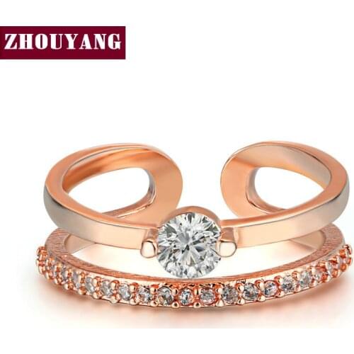 Rose Gold Color Fashion Resizable Wedding & Engagement Ring Cubic Zirconia Jewelry For Women As Chirstmas Gift ZYR481 R648