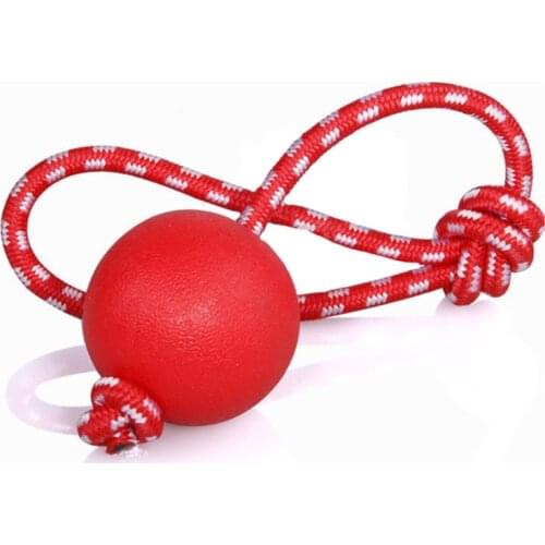 Dual Use Solid Rubber Dog Ball Toy Durable Dog Chew Toy For Outdoor Agility Training High Bounce Tough Dog with Rope