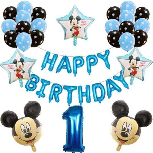 1 set Mickey Minnie Mouse Foil Balloon 30inch Number Latex Balloons Cake baby 1 2 3st Birthday Party Decoration Kids Toy Globos