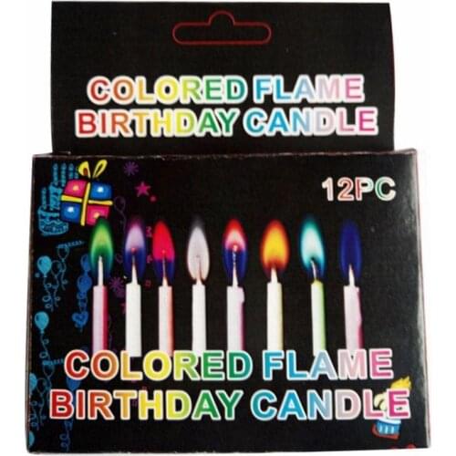 12pcs/box Multicolour Flame Candles Colorful Wedding Party Birthday Cake Candles Decoration Party Supplies FES7072 c