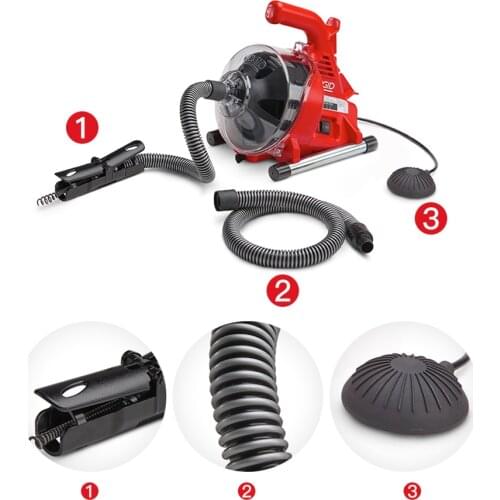 220V Automatic Electric Sewer Pipe Dredging Machine Toilet Kitchen Pipe Cleaning Tool Pipe Dredger Cleaner 120W 19-28MM Y