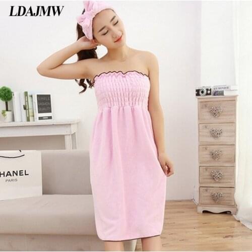 LDAJMW Ms Bathroom Bath Robe Amazing Magic Towel Microfiber Strapless Super Absorbent Towel Bath Skirt Bra Butterfly Headwear