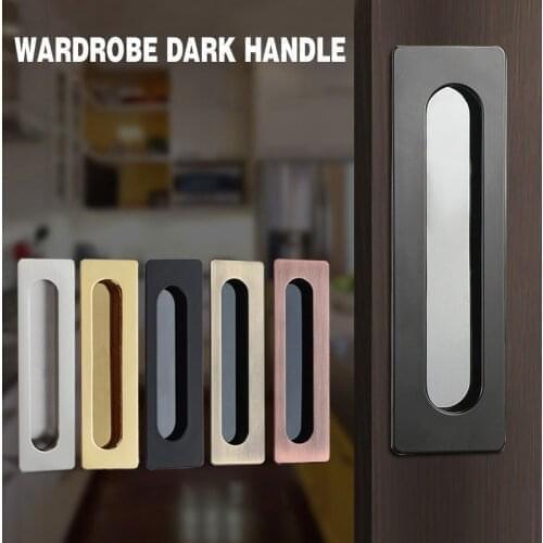 Black Sliding Door Handle Embedded Concealed Door Knobs Cabinet Drawer Hidden Buckle Kitchen Wardrobe Sliding Door Pull Hardware