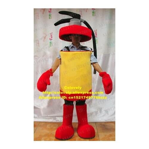 Pretty Yellow Red Fire Extinguisher Annihilator Flame Arrester Damper Mascot Costume Yellow Cylinder Body Red Boots No.6338 FS