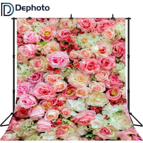 Dephoto Variously Colored Flowers Cluster Background Valentines day Photography Backdrops for Lovers Wedding Shoot Props