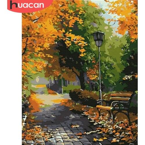 HUACAN Painting By Numbers Tree Drawing On Canvas HandPainted Painting Wall Art Pictures By Number Landscape Home Decor