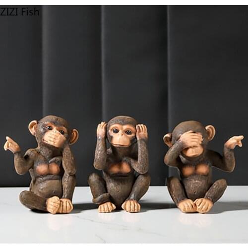 Simulation Monkey Resin Animal Ornaments Living Room Decoration Chimpanzee Furnishings Retro Orangutan Statue Vintage Home Decor