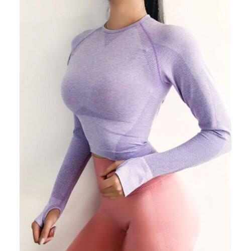 Long Sleeve Jersey Gym Crop Yoga Top Womens Sweatshirt Workout Tops For Women Sports Wear Fitness Sport T-shirt Yoga Shirts