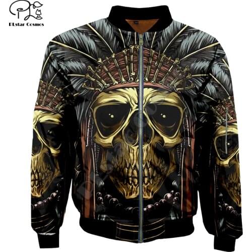 Men native indian trippy Skull Print 3d Bomber Jackets autumn zipper Flight Jacket new fashion unisex Harajuku Streetwear coat
