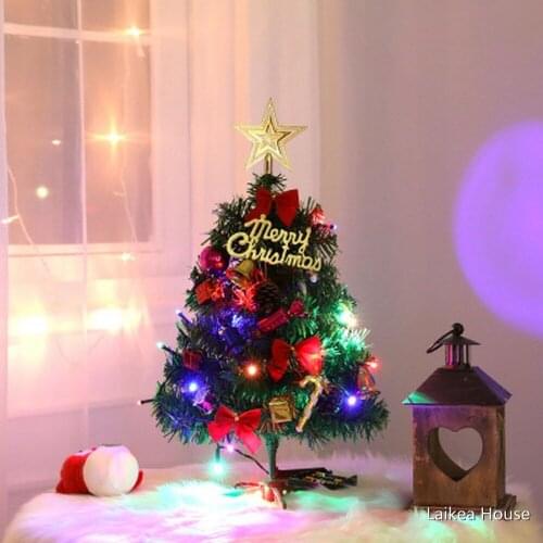 50CM Illuminated Mini Christmas Tree Xmas Desktop Decorations New Year Gift Shopping Mall Decor 2PCS AA Batteries(Not Included)