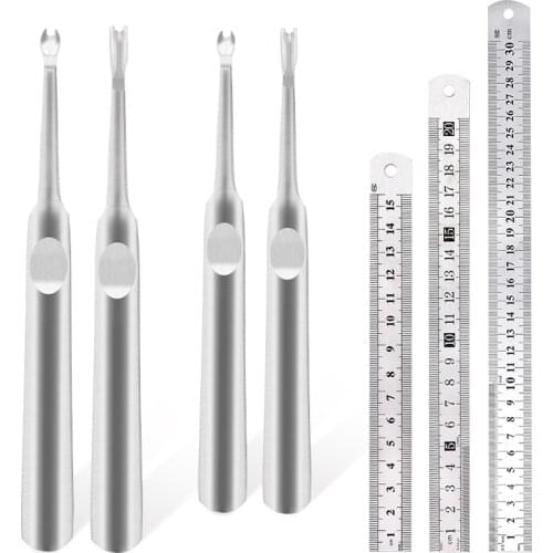 MIUSIE Leather Edge Beveler Metal Ruler Beveling Knife Cutting Skiving Tool Straight Ruler Aluminum Ruler School Office Supplies