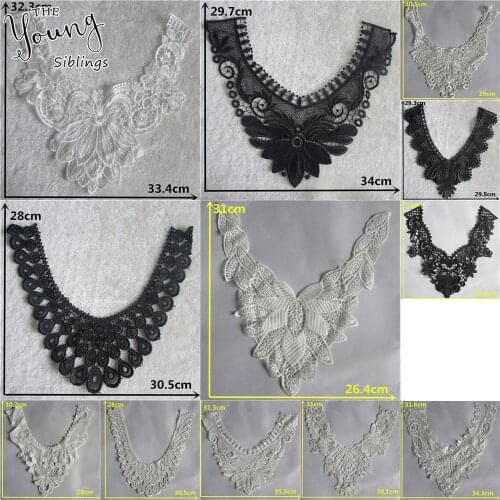 Fashion Embroidery Flowers Lace Neckline Fabric Lace Collar Hollow Sewing Applique DIY Wedding Craft Decoration Accessories