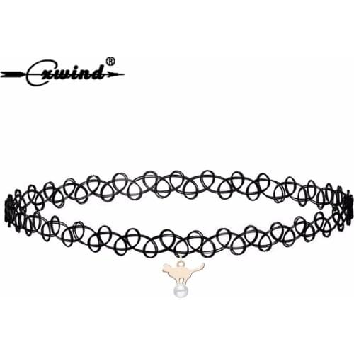 Fashion Punk Lace Necklace Animal Monkey Play Ball Dangle Chocker Necklace for Women Gothic Colar Accessories