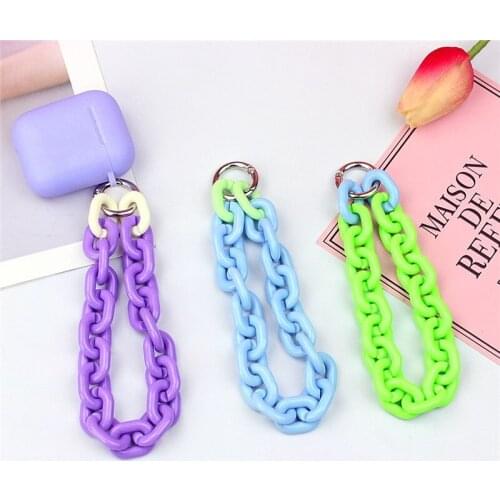 New Acrylic Link Chain Keychain Multicolorful Beads Chains Keyring Pendant Women Phone Strap Airpods Car Bag Charms Gift Jewelry
