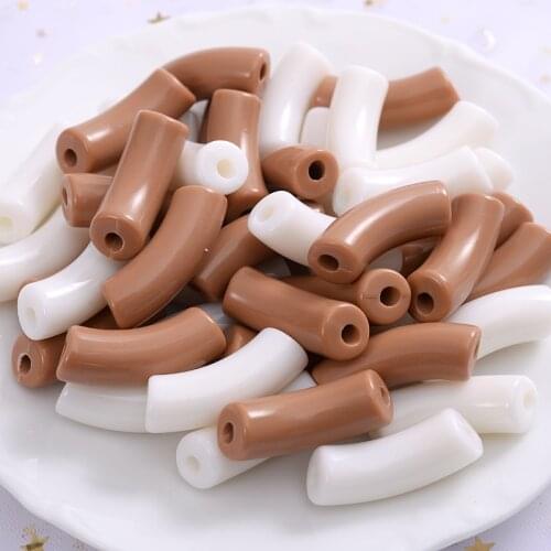 New 5-20pcs/pack 2colors Acrylic Beads With Hole Long Tube Shape Loose Spacer Beads For Necklace Diy Bracelet Accessories