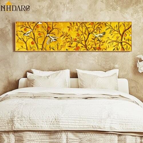 New Chinese Style Rich Tree Bird Bedroom Headboard Decoration Posters and Prints Canvas Painting Wall Pictures Art Home Decor