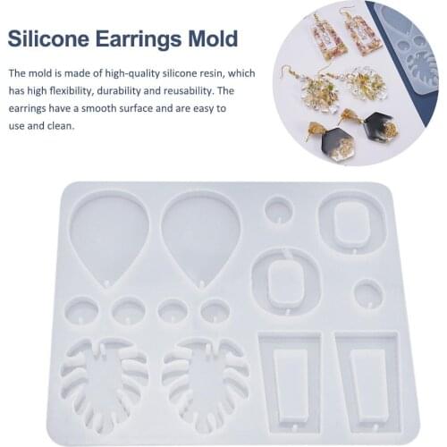 Charm Jewelry Resin Mould DIY Oval Leaves Water Drop Earring Pendant Silicone Mold Dried Flower Resin Mold