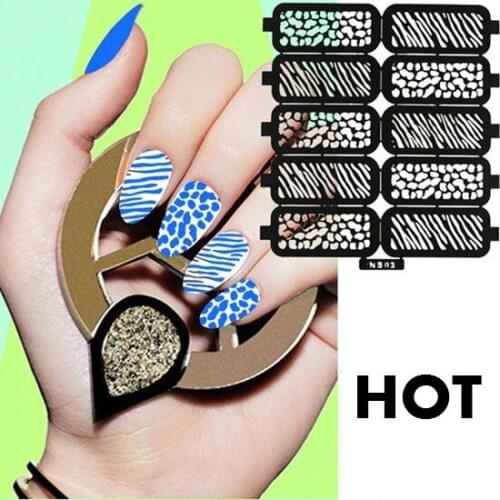 Wholesale Reusable Unique Pattern Stamping Nail Art Hollow Template Diecut Stencil Sticker Decal Guide 500pcs/lot free shipping