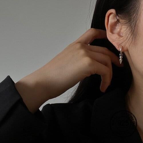 Drop Awl Earrings 925 Sterling Silver For Women Girl Fashion Simple Punk New Trendy Korea Retro Lady Holiday Gift Jewelry INEFFA