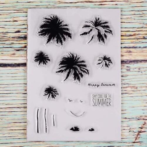 Stay cool summer palm tree Transparent clear stamp for DIY Scrapbooking/Card Making/Kids Christmas Fun Decoration Supplies