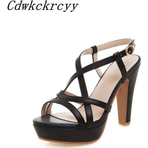 Women sandals Summer New pattern Europe America fashion Super high heel Women sandals black Thick bottom sexy banquet Sandals