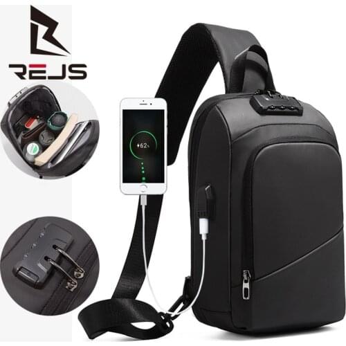 REJS LANGT Anti-Theft Crossbody Bag Men Multifunction Messenger Sling Bag Waterproof Shoulder Chest Bag for Short Trip Male