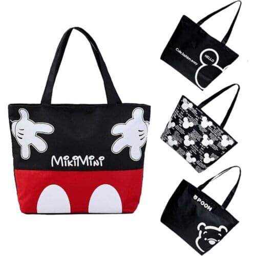 Disney Mickey Shoulder Bag Large Capacity Mom Canvas Shopping Bag Diaper Tote Bag Mickey Head Fashion Cute Messenger Bag Wallet