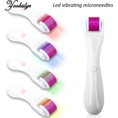 LED Electric Micro Needles Derma Roller Titanium Mezoroller Microneedle 0.2/0.25/0.3mm 540 Needles for Body Skin Care Treatment