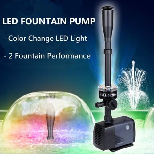 220V LED Aquarium Submersible Water Pump Garden Pond Fountain Pump 40W 2000L/H Fish Pond Water Pump With LED Color Changing