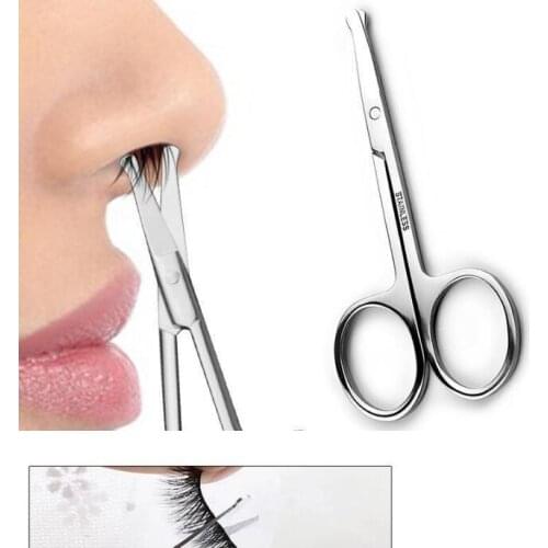 200Pcs/Lot Eyebrow Trimmer Razor Stainless Steel Hairdressing Cusp Makeup Tools Beard Elbow Round Nose Hair Scissors HA2376