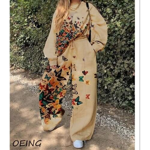 Spring Casual Sweat Suits Print Korean Fashion Tracksuits 2 Piece Sets Hoodie Sportwear Lounge Wear Sets