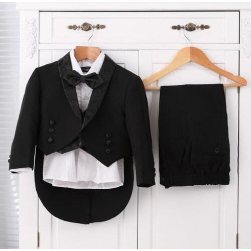 High-quatity baby boy classic formal dress kids blazers jackets boys wedding suit children outerwear clothing 5 pcs/set